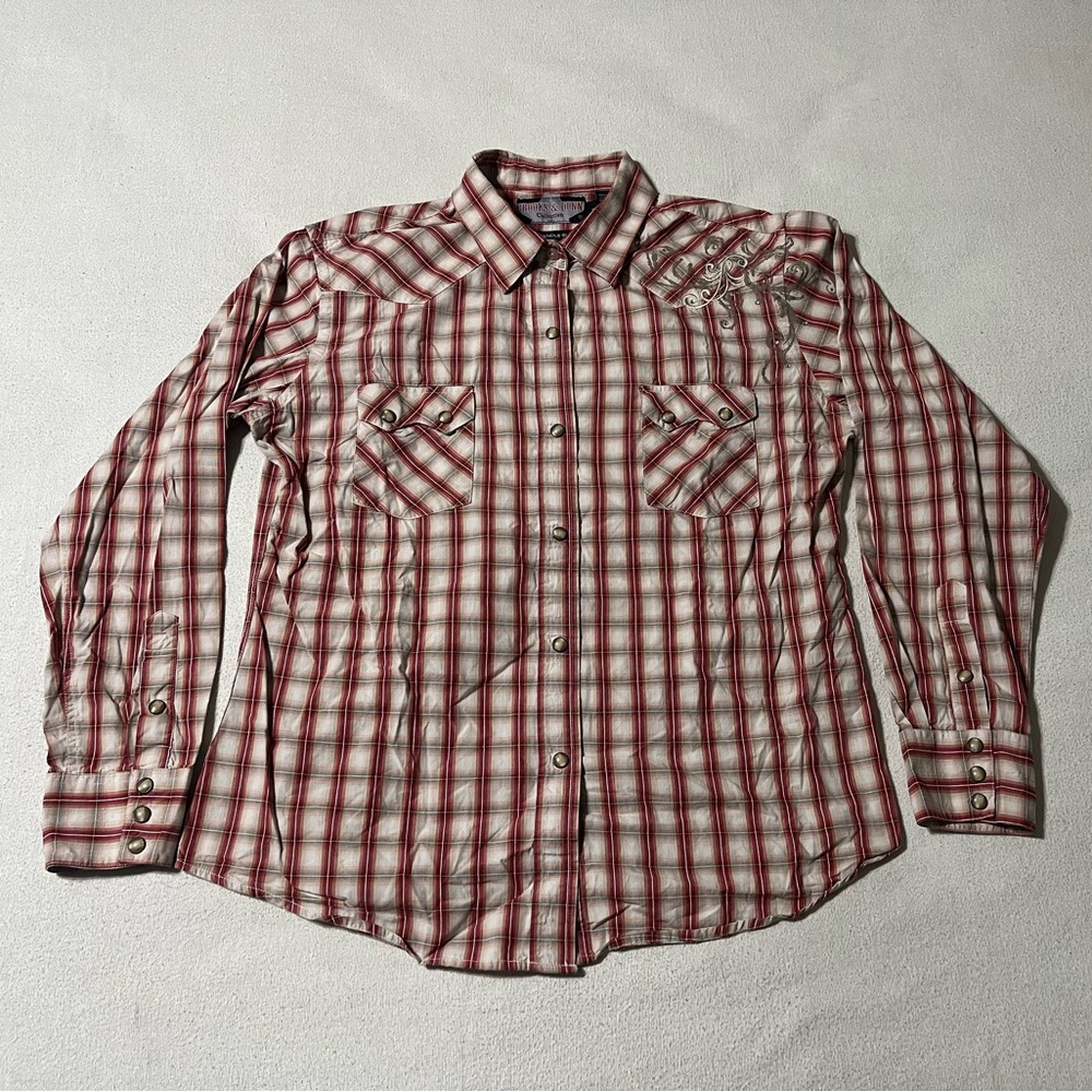 Brooks & Dunn Women's L Panhandle Slim Pearl Snap Long‎ Sleeve Shirt Embroidered